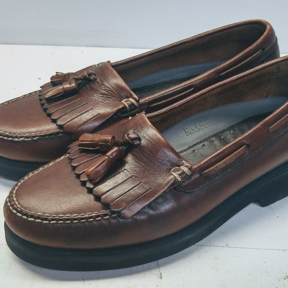 Rockport Brown Leather Loafers Shoes Size 8.5 VGC